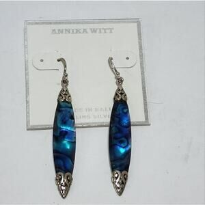 Annika Witt abalone, MOP, and sterling‎ silver 925 drop earrings